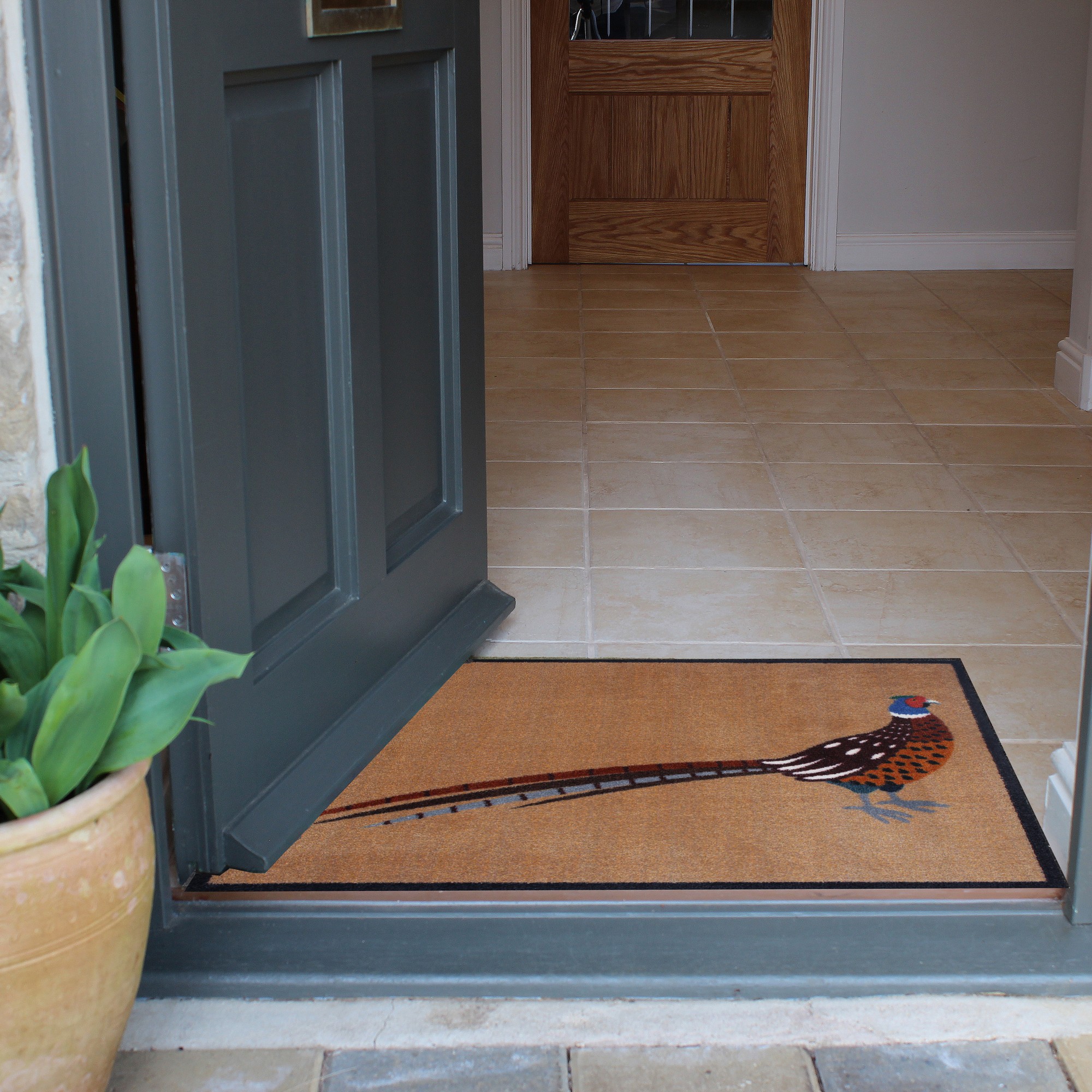 Pheasant Washable Recycled Doormat In Brown